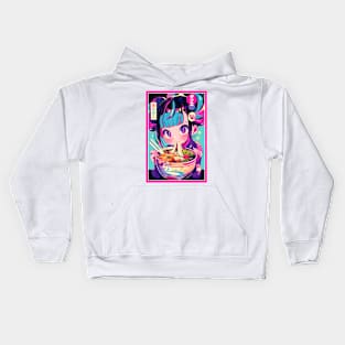 Cute Anime Girl |  Ramen Noodles | Hentaii Chibi Kawaii Design Kids Hoodie